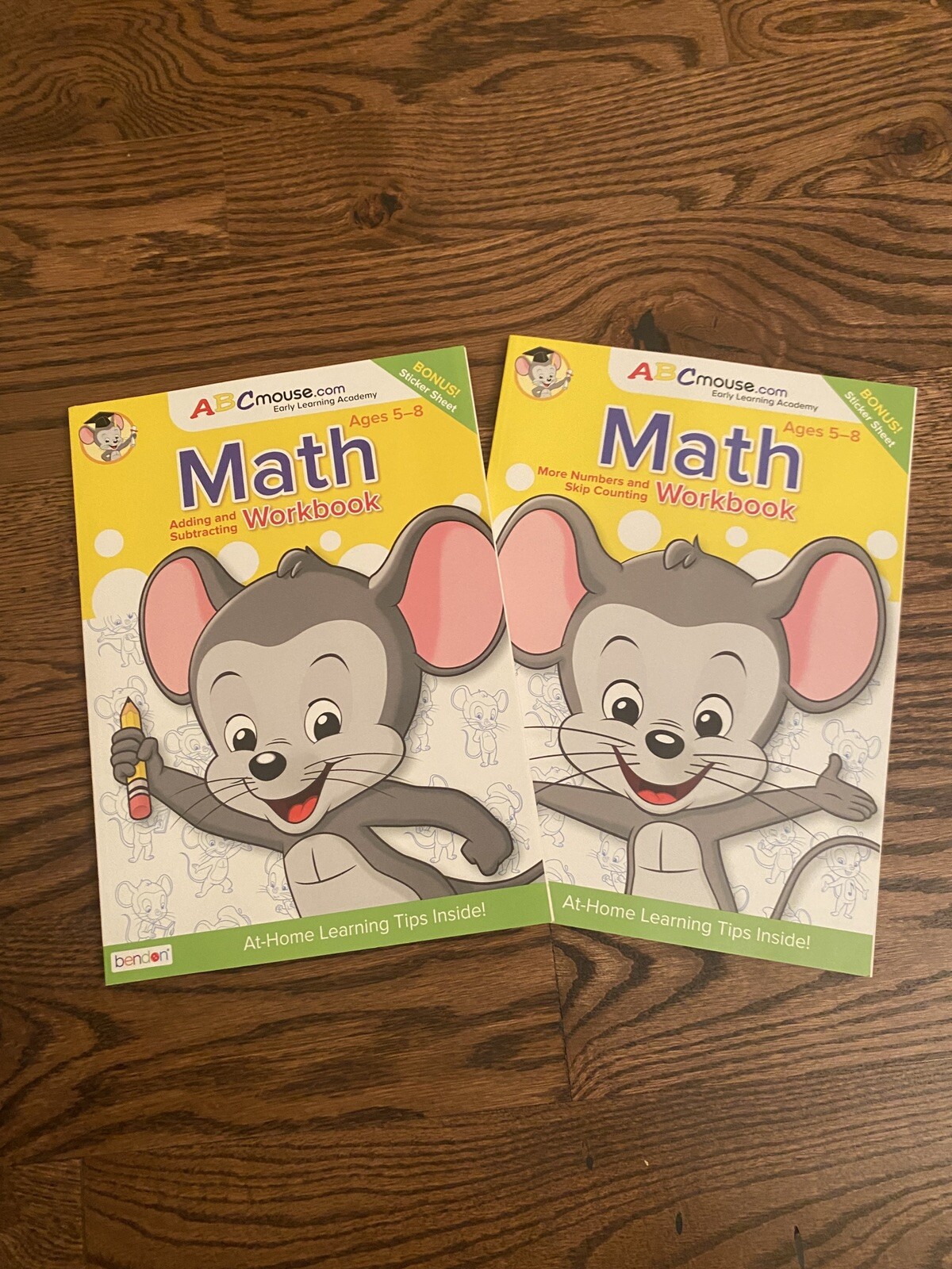 Bendon ABC Mouse Math Workbooks Ages 5-8 80 Pages + 2 Pages Of Stickers Each