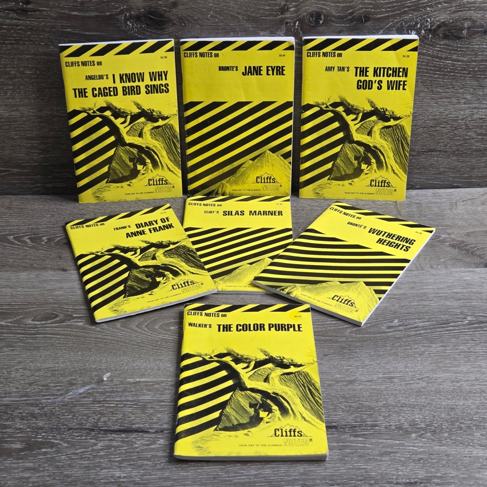 Vintage Lot of 7 Cliffs Notes Study Guides Classic Literature Exam Prep Yellow