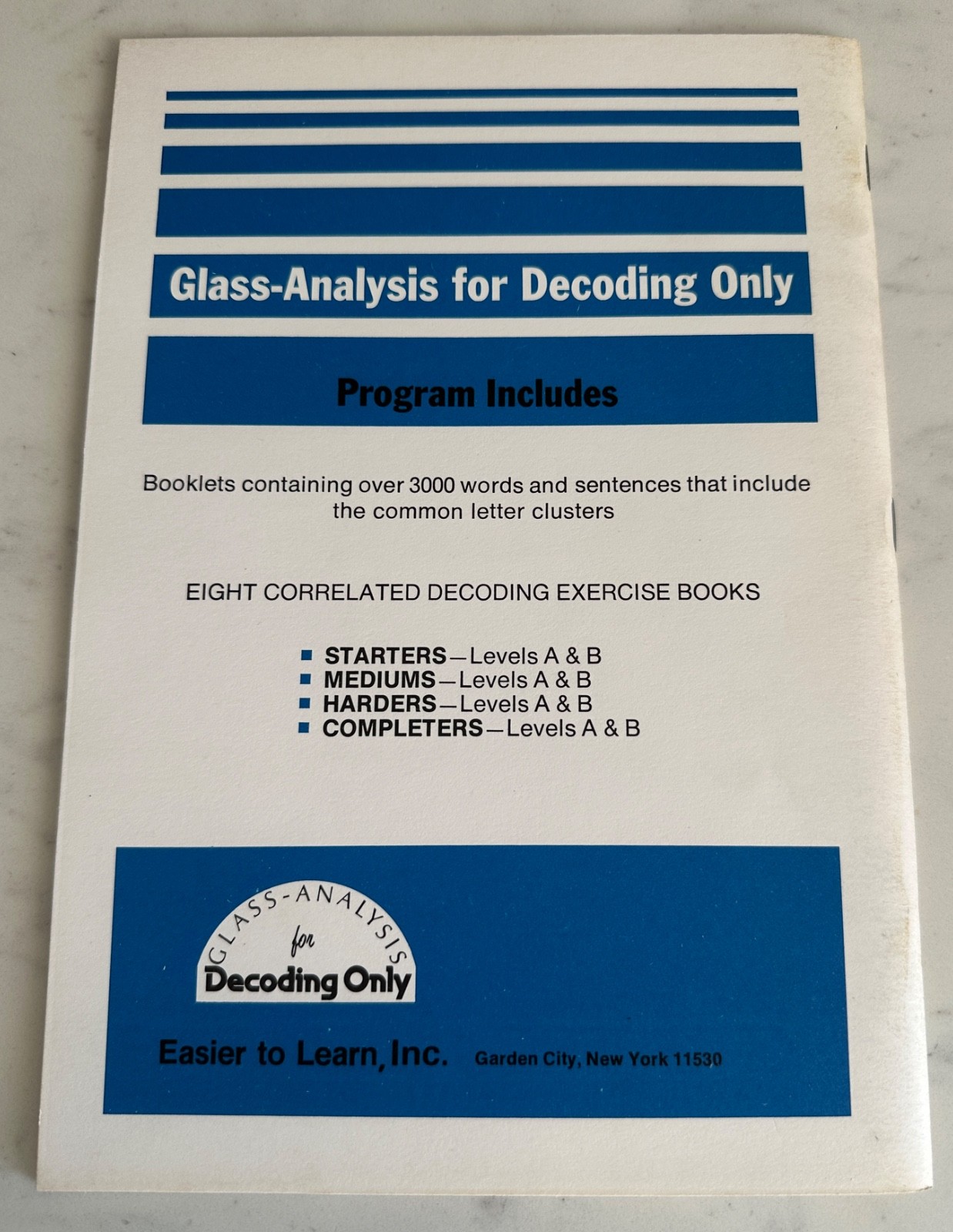 Vintage 1976 Glass-Analysis for Decoding Only Mediums Level A Easier Sentences