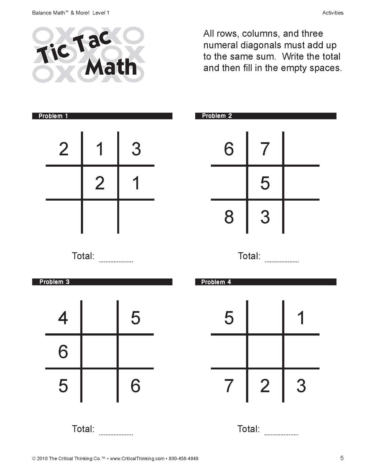 Balance Math & More Level 1 – Sharpening Critical Thinking in Math (Gr. 2-5)