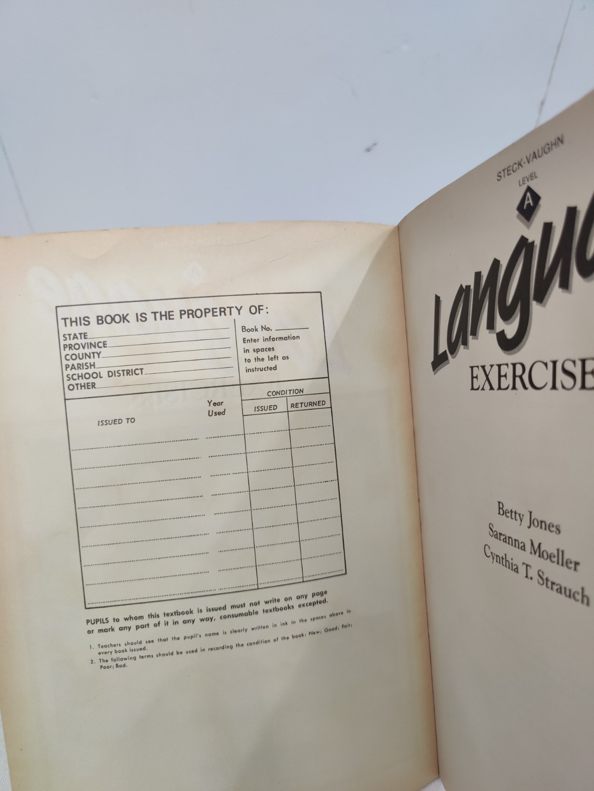 Steck-Vaughn Language Exercise Lev A – Betty Jones Saranna Moeller 9780811441902