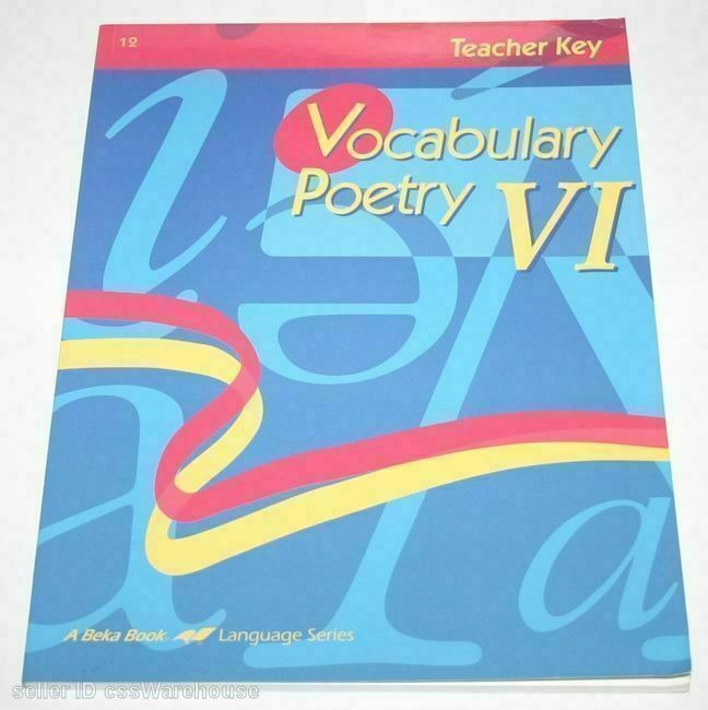 A Beka Book Vocabulary Poetry VI Teacher Edition Guide Key English Grade 12 New