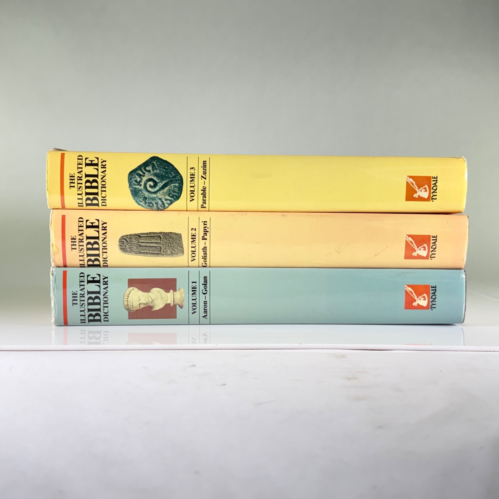 Vtg Tyndale Illustrated Bible Dictionary Complete 3-Vol Set – WHITE PAGES Clean