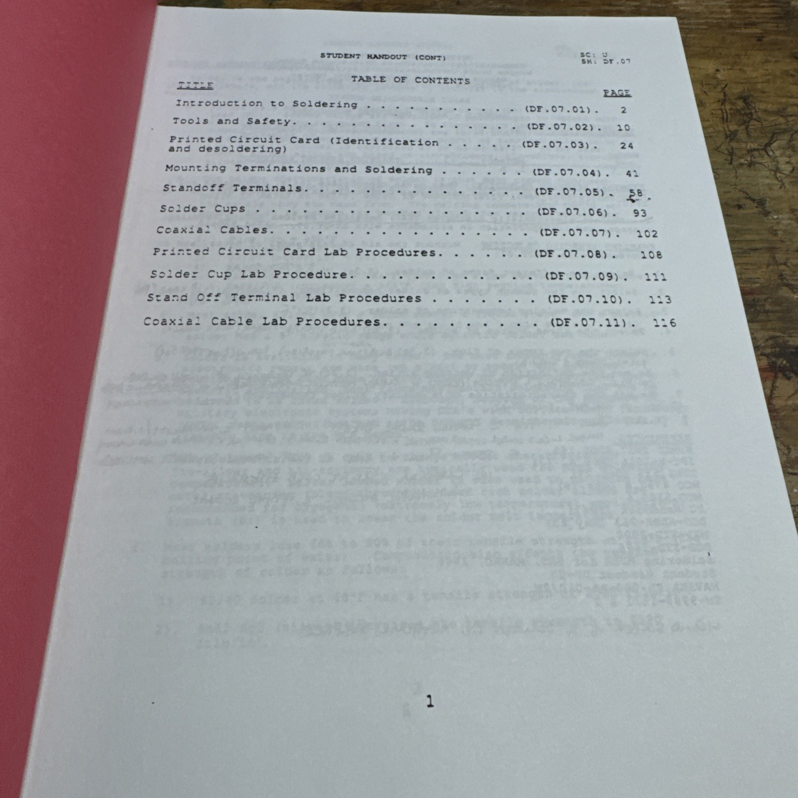 Marine Corps Communication Electronics School Mid 1990’s Workbook DF07 Soldering