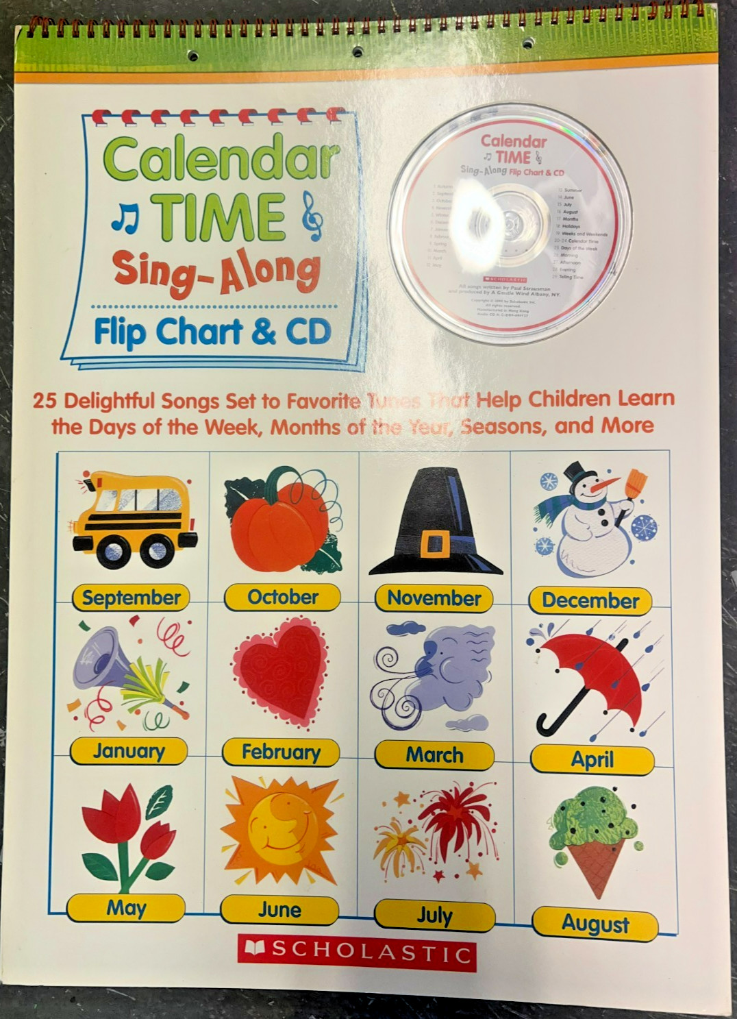Scholastic Calendar Time Sing-Along Flip Chart With CD Grades PreK -1
