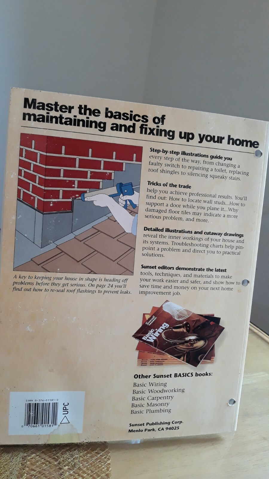 Basic Home Repairs Guide Book by: Sunset 5th printing 1998