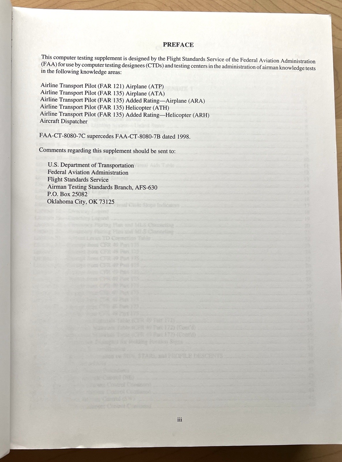 FAS-CT-8080-7C Computer Testing Supplement Airline Transport Pilot Aircraft Disp
