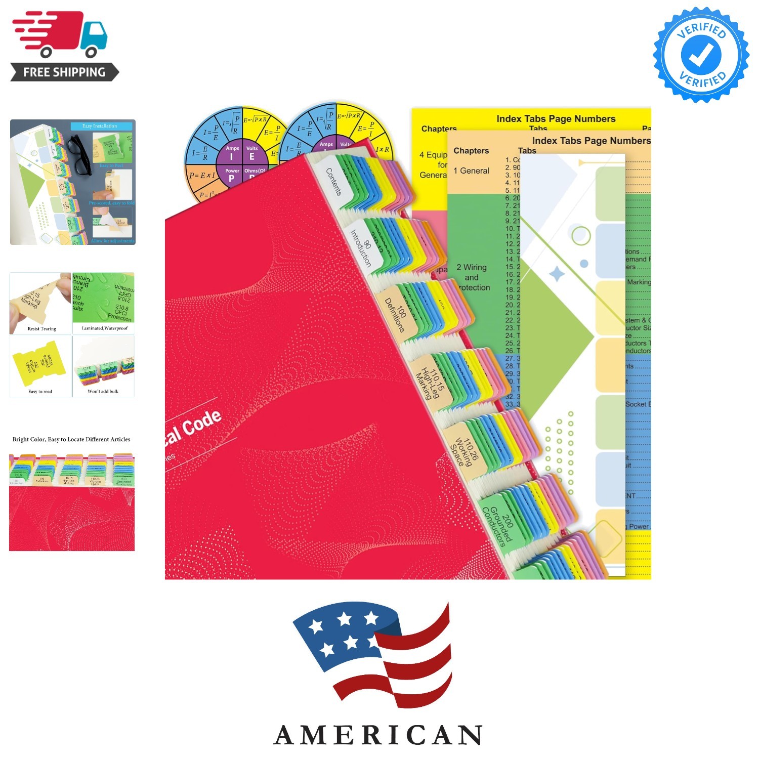 Electrical Code Tabs for NEC 2023, 140 PCS Laminated & Color-Coded for Nation…