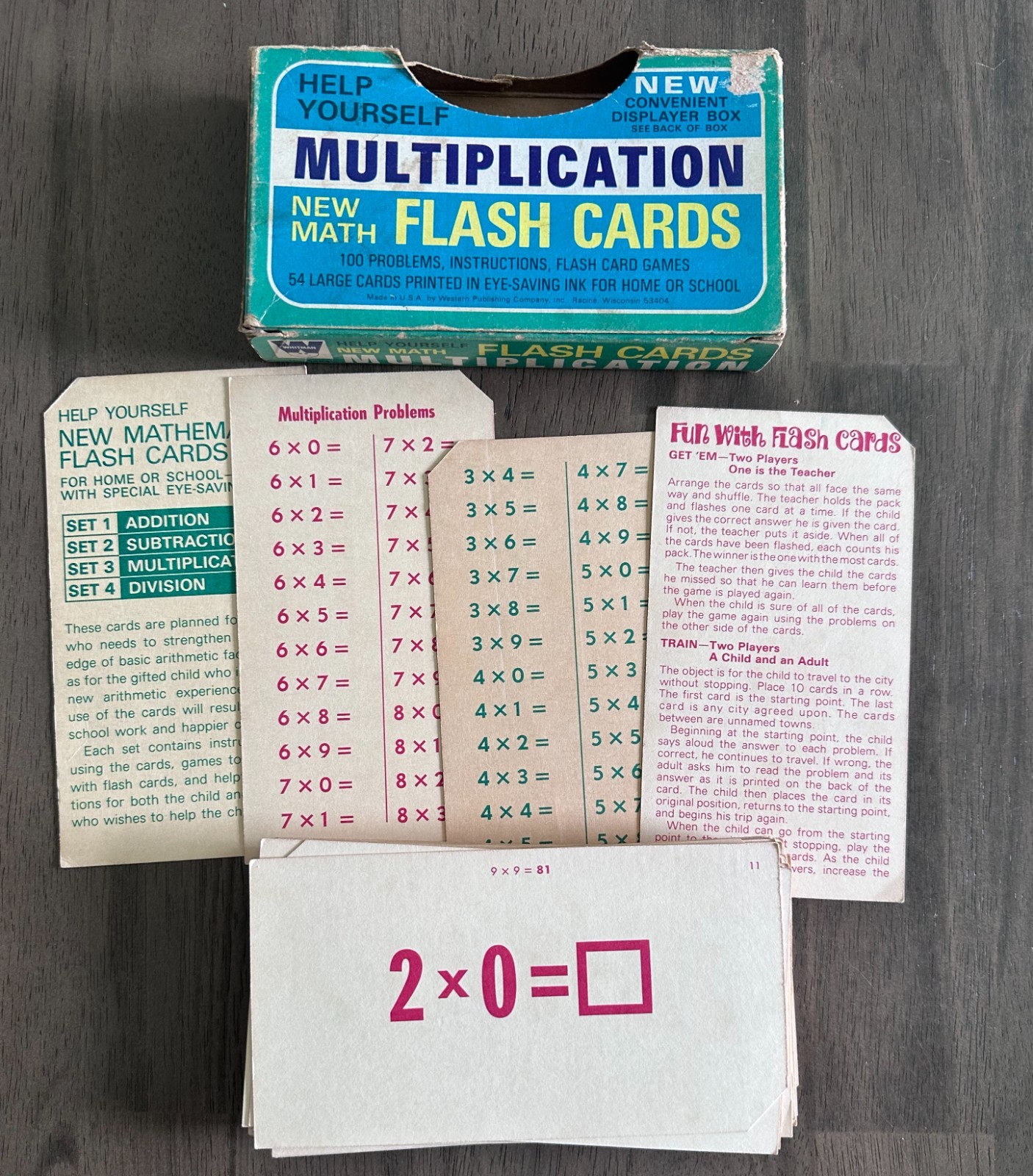 Vintage Whitman Help Yourself Multiplication Flash Cards Set of 54 Complete