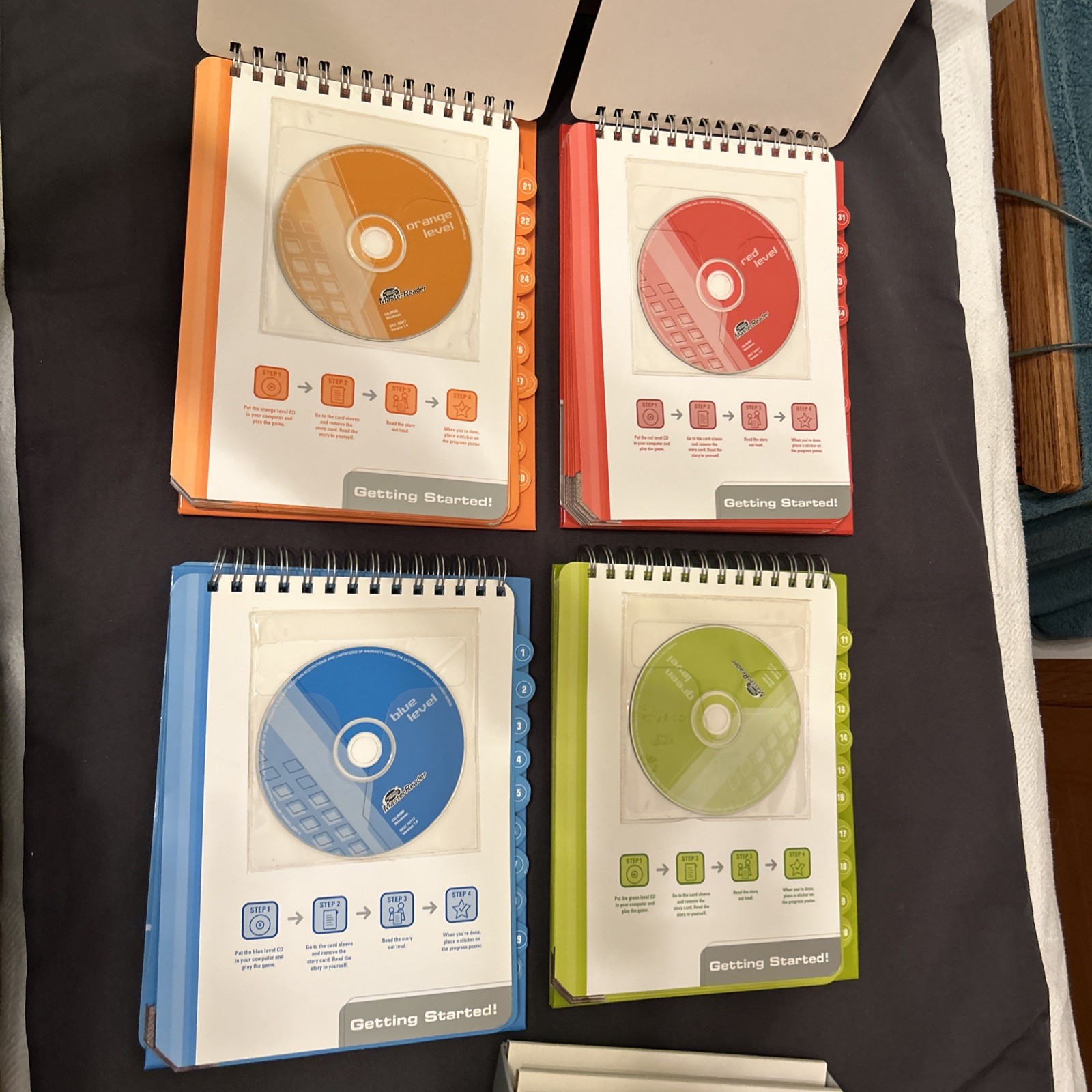 Hooked on Phonics Master Reader Levels Set Blue Green Orange Red Includes CD’s