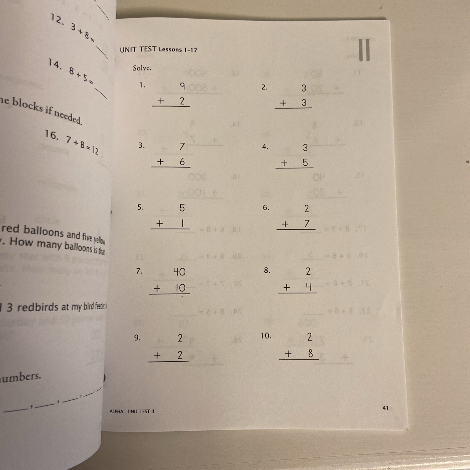 Math-U-See Alpha Single-Digit Addition & Subtraction Tests Booklet