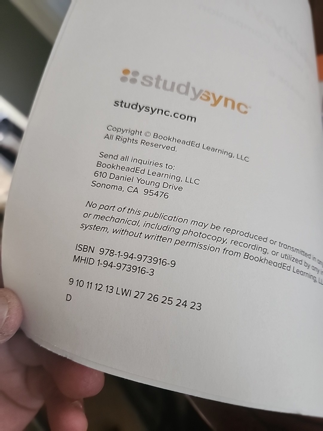 Studysync Core Ela Grade 6, Reading and Writing Companion, Units 1-6 (Paperback)