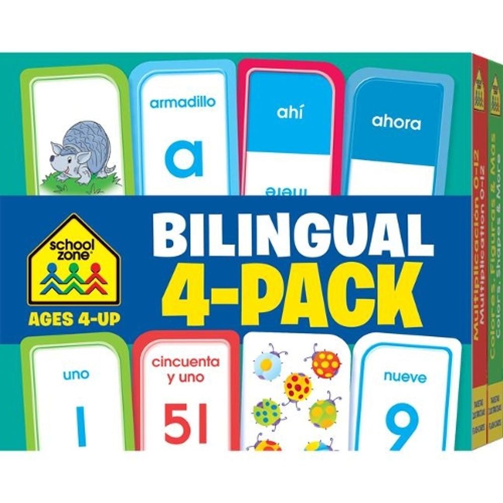 School Zone Bilingual 4-Pack Flash Cards by School Zone (Spanish) Cards Book