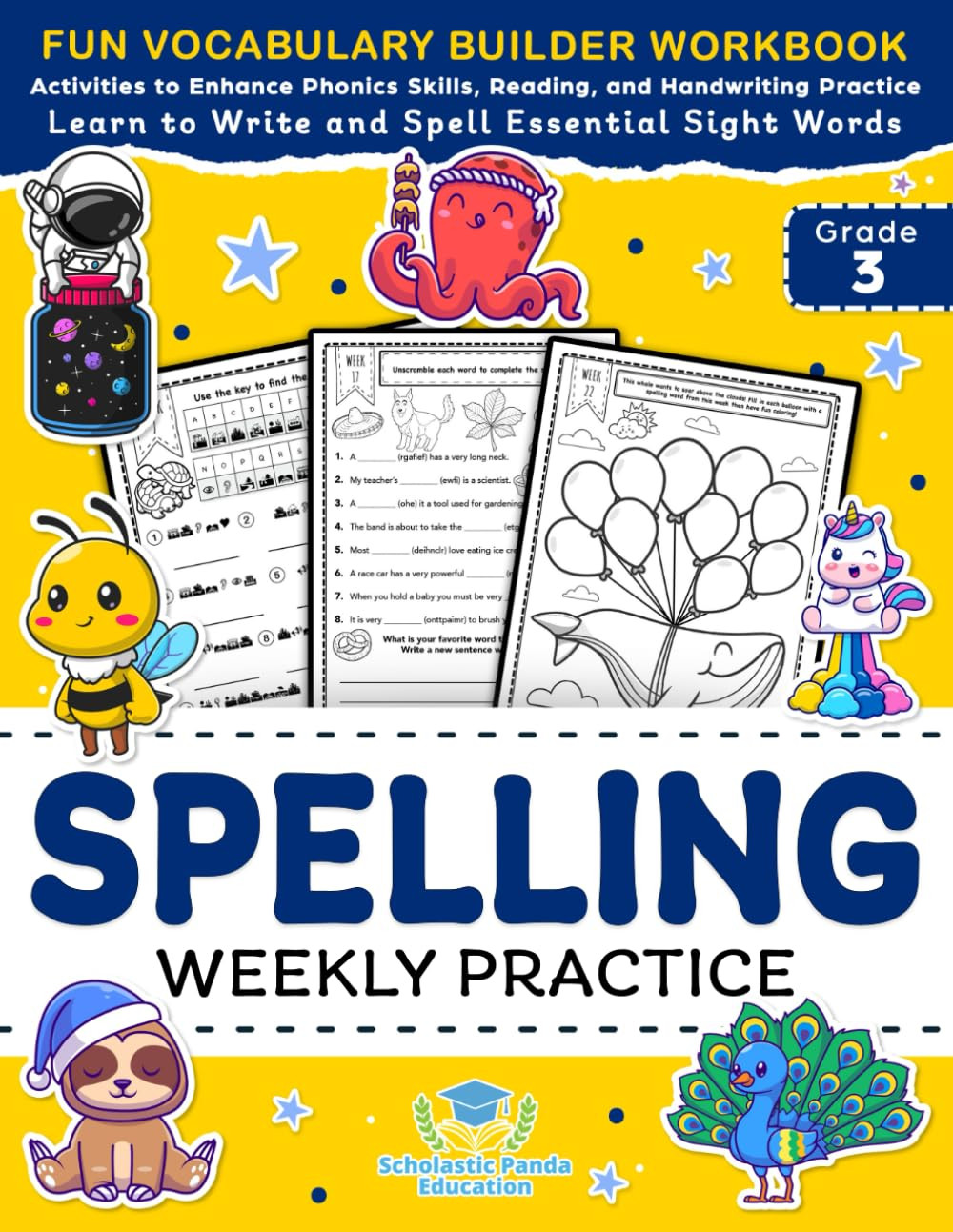 Spelling Weekly Practice for 3rd Grade: Vocabulary Builder Workbook to Learn to