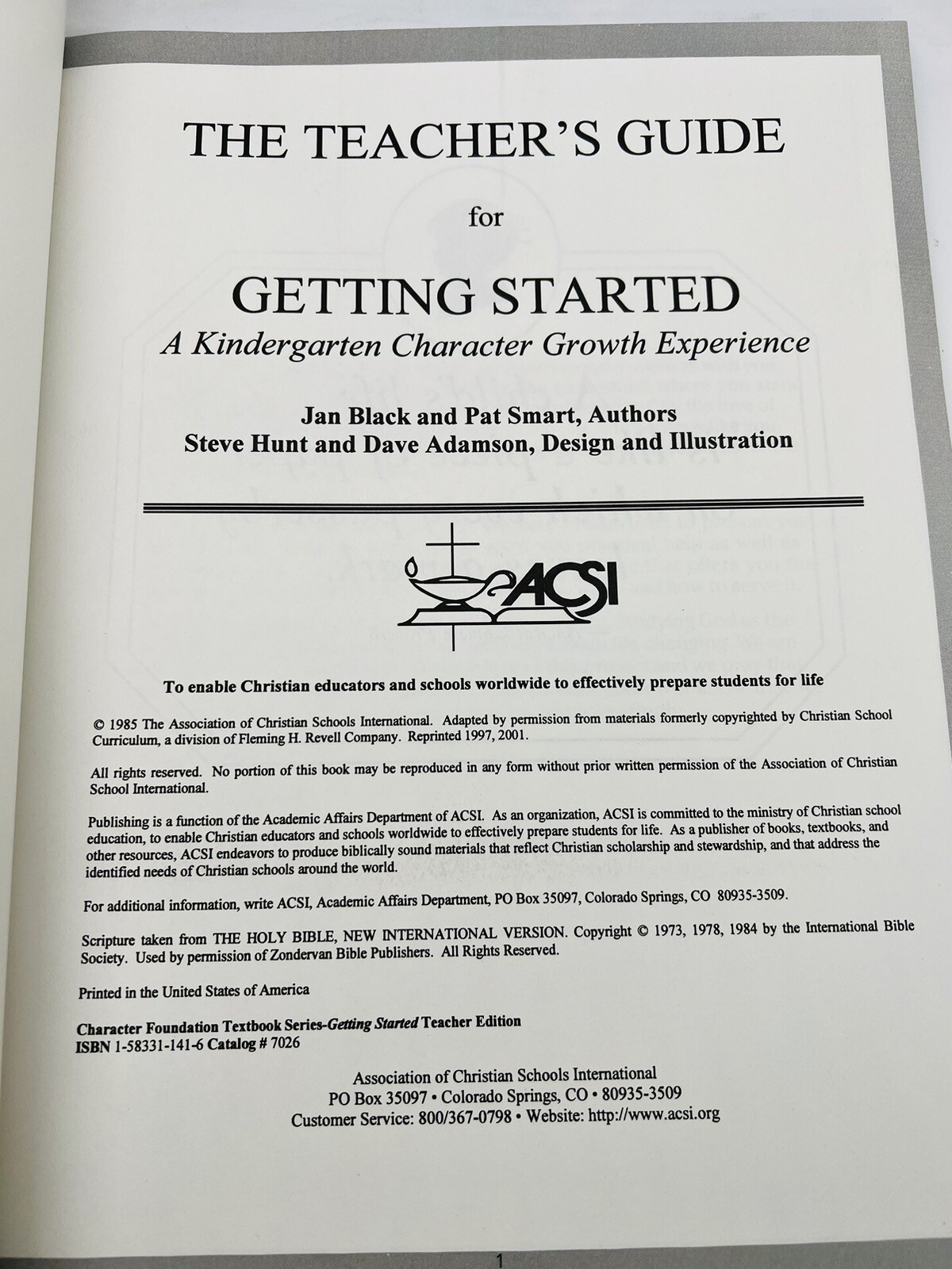 Getting Started Teachers Edition Kindergarten~Character Foundation Curr PB~C1 11