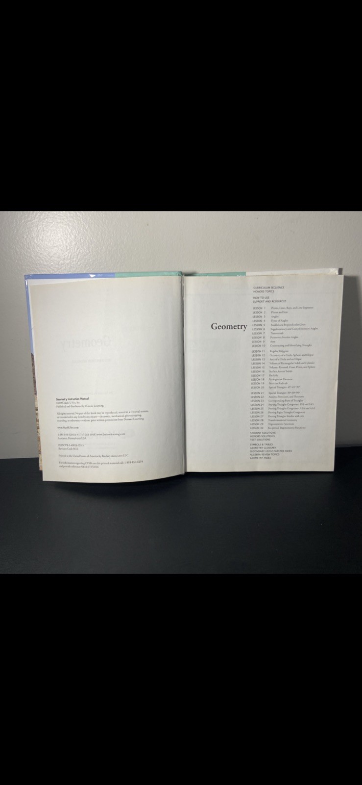 Math-U-See Geometry Inst. manual (2009, Hardcover)