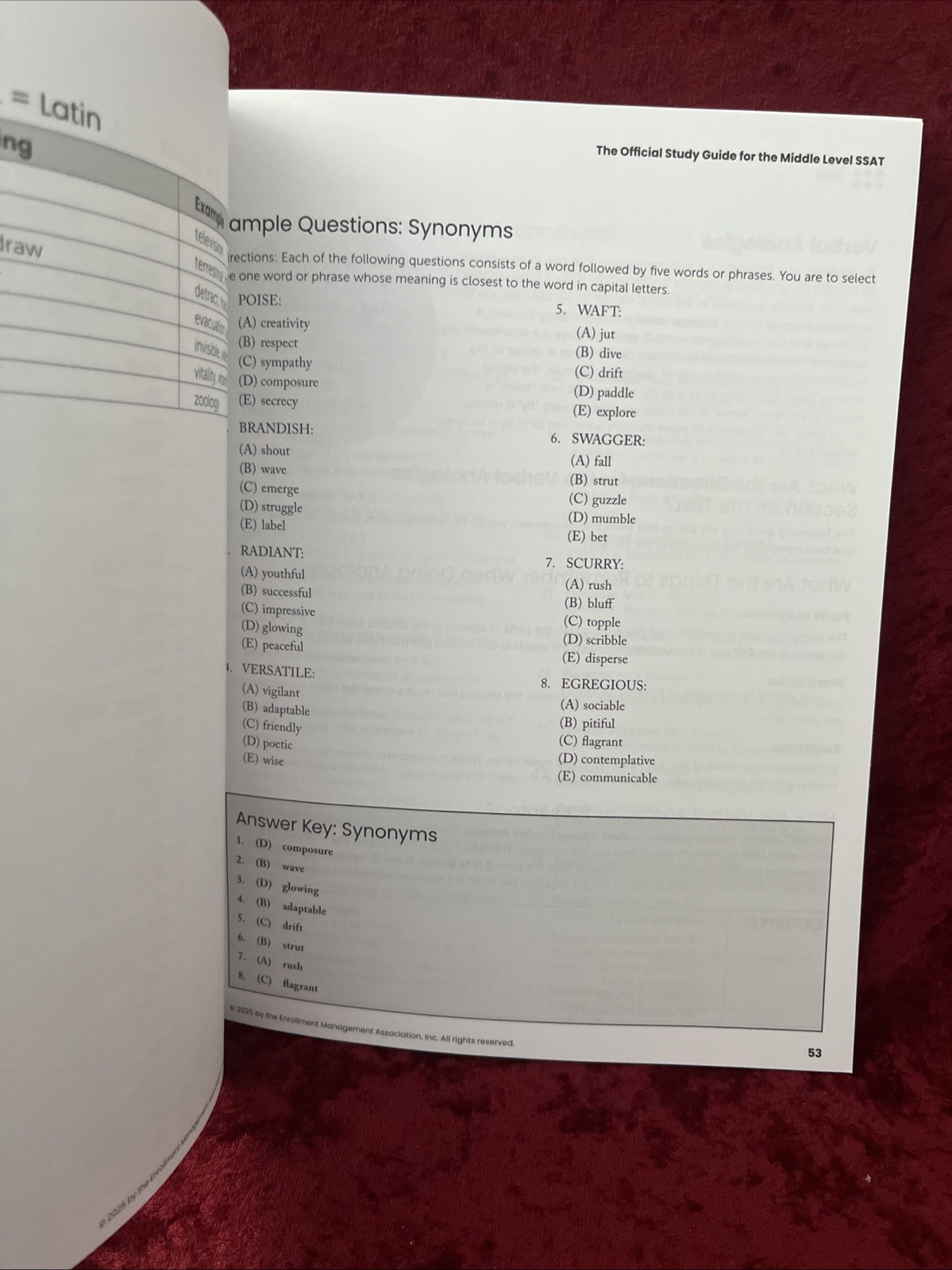 SSAT middle school study guide 2024/2025
