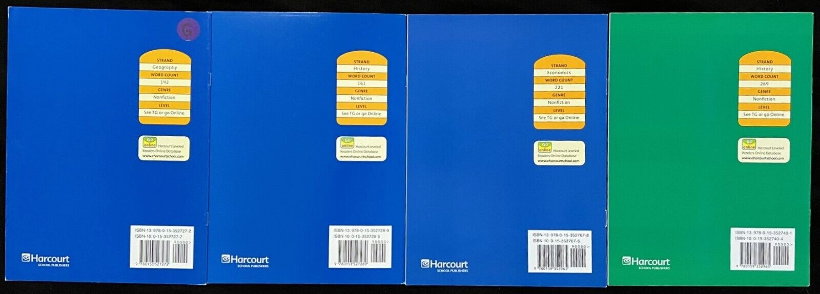 2nd – 3rd HARCOURT LEVELED READERS – Social Studies (9 books) (2005, Harcourt)