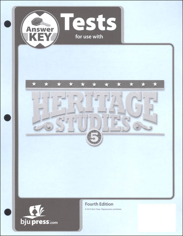 BJU Press – Heritage Studies 5 Tests Answer Key (4th edition) – 500405