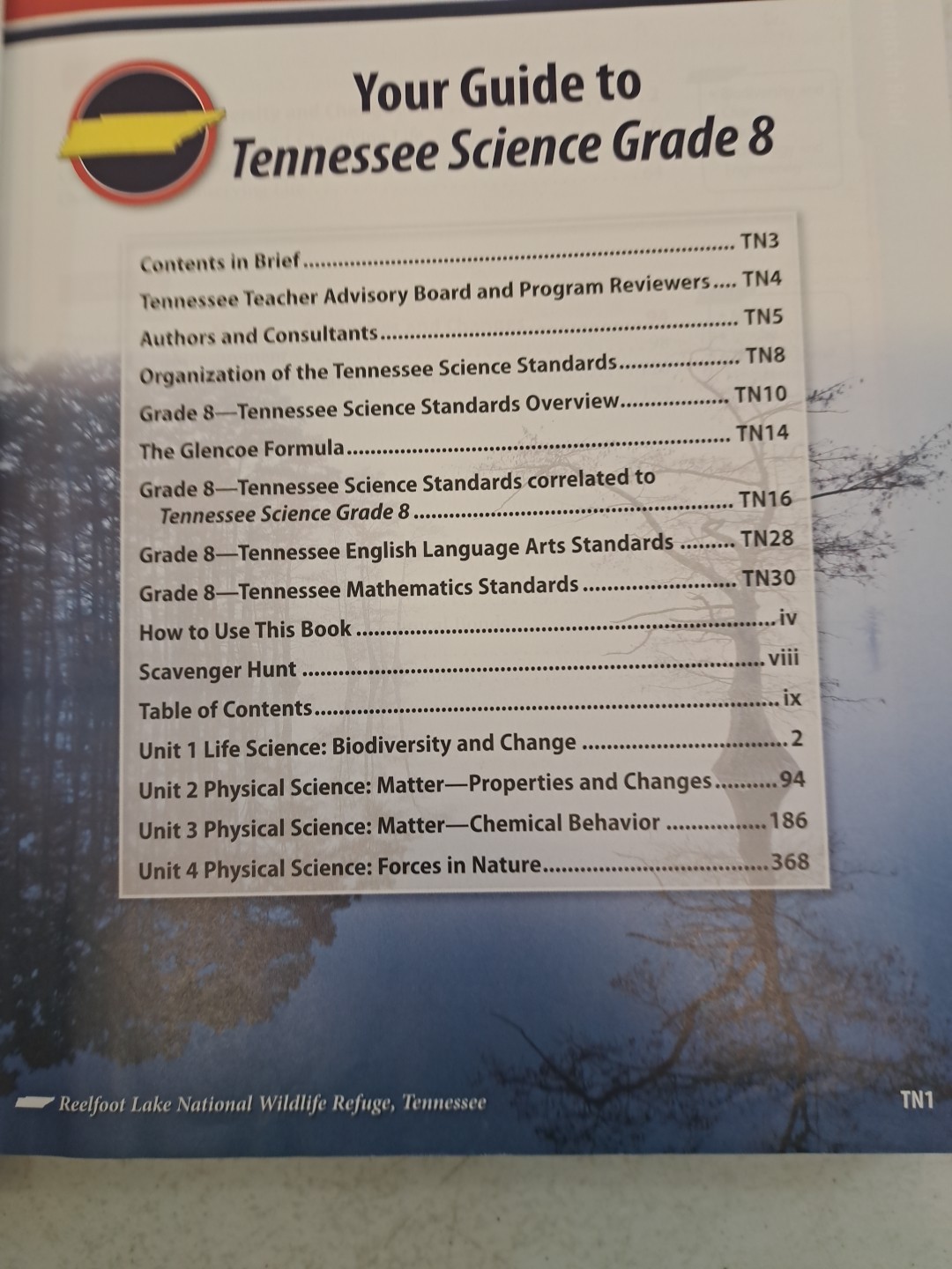 Glencoe Science Tennessee Grade 8 Textbook-National Geographic-2010