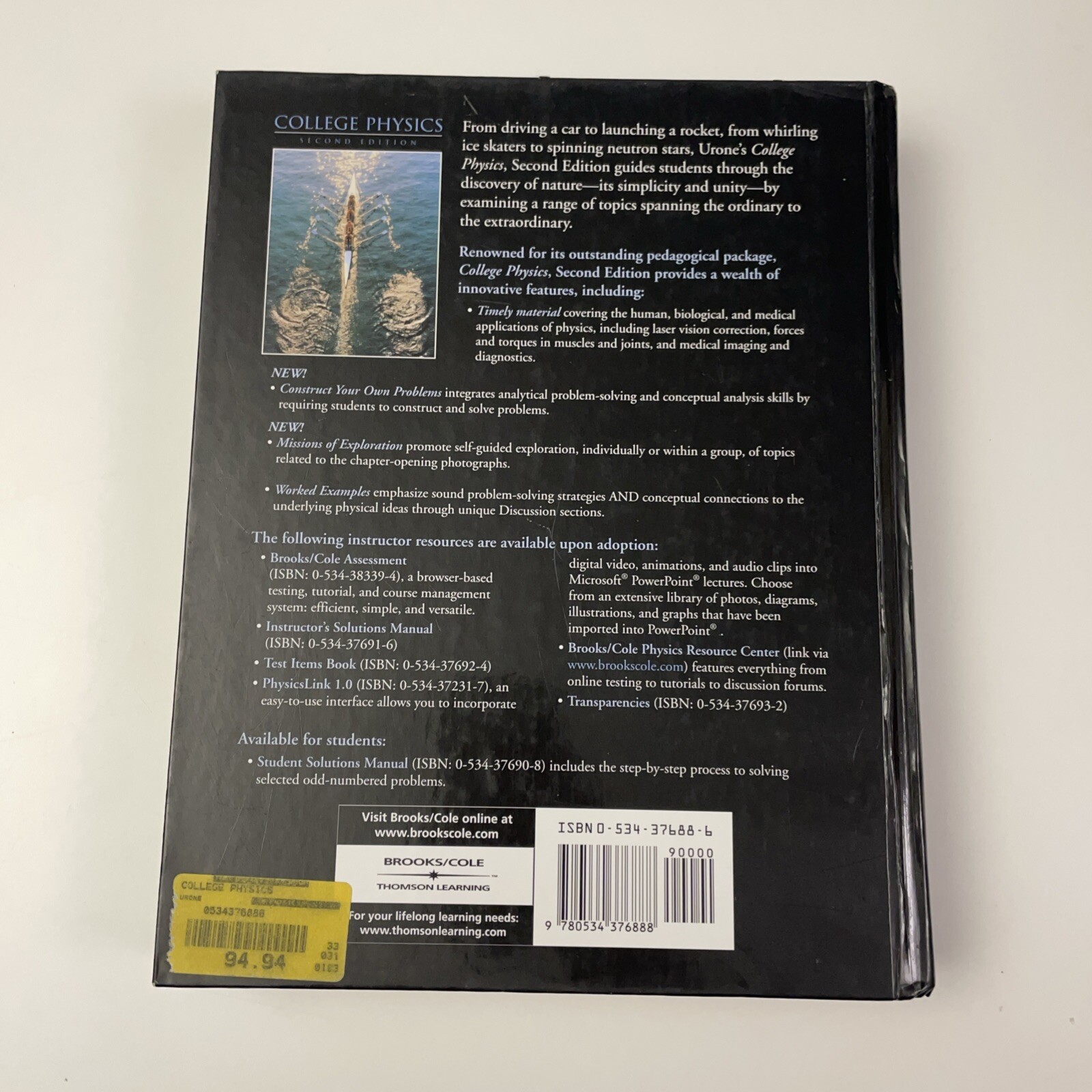 College Physics Second Edition by Paul Peter Urone – 2001 Hardcover Book