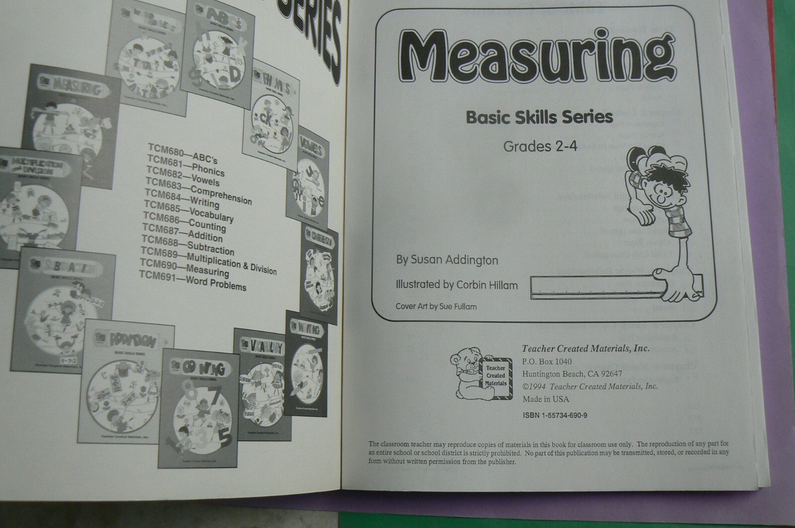 MEASURING Basic Skills Series TCM690 gr.2 3 4 LN! Teacher Resource w/Answer Key