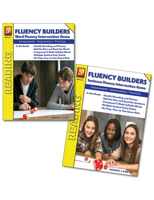 Fluency Builders Reading Intervention Game Set Grades 4+ 2 Books Remedia