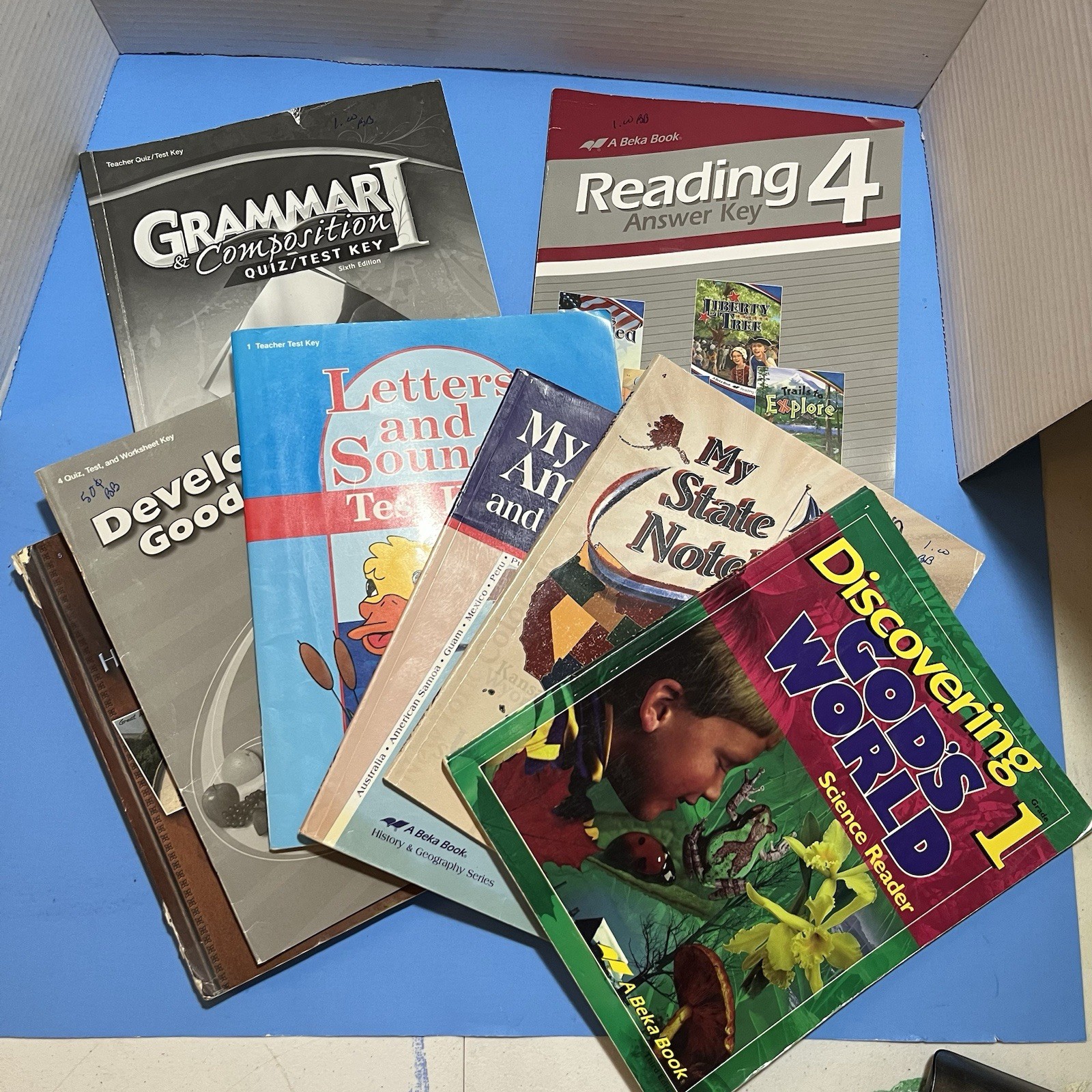 Lot 8 A Beka Mixed Grades Books Grammar Test Keys History Textbook Homeschool
