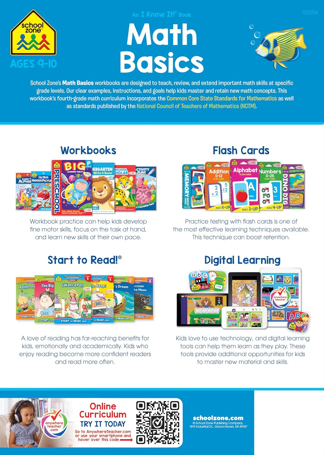 School Zone Math Basics 4 Workbook: 64 Pages, 4Th Grade, Multiplication, Divisio