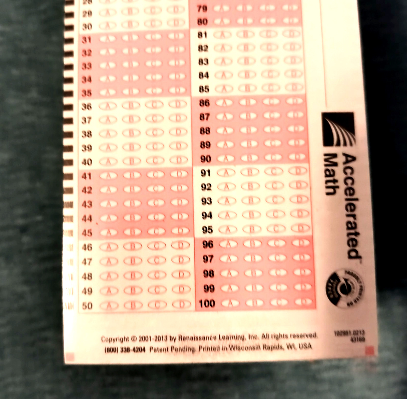 Accelerated Math Scan Cards, Two Bundles of 500 Bubble Testing Cards, Total 1000