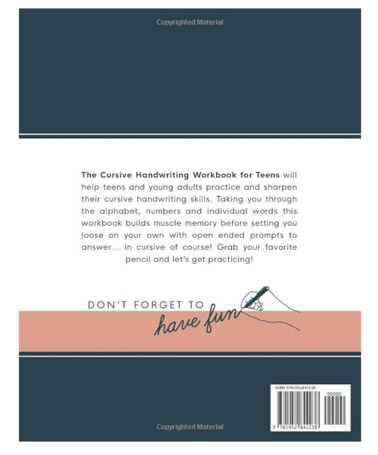 Cursive Handwriting Workbook for Teens by Modern Kid Press (2020, Trade…