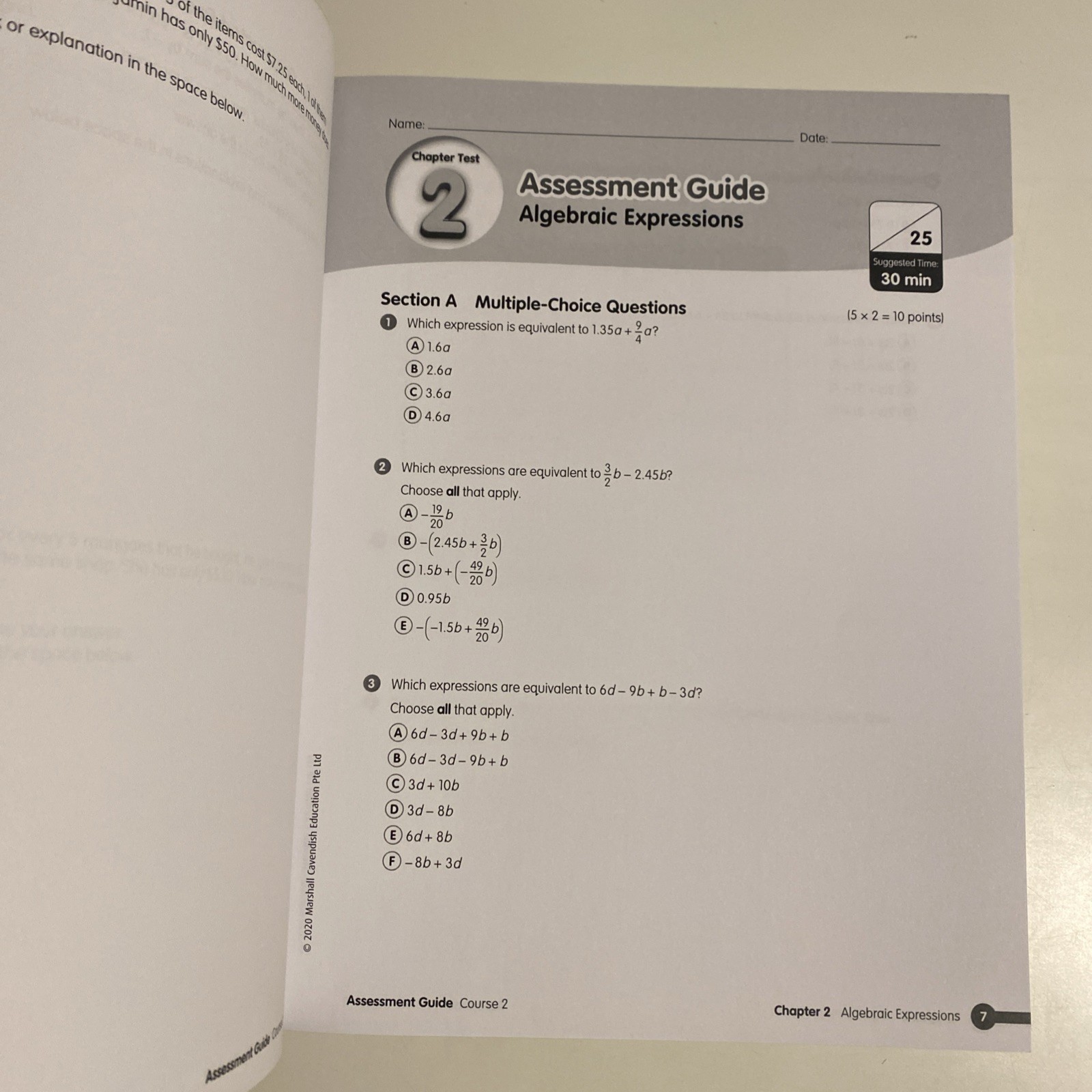 Math in Focus Student Edition 2A & 2 B, Teacher Edition 2, Clean Pages. 2020