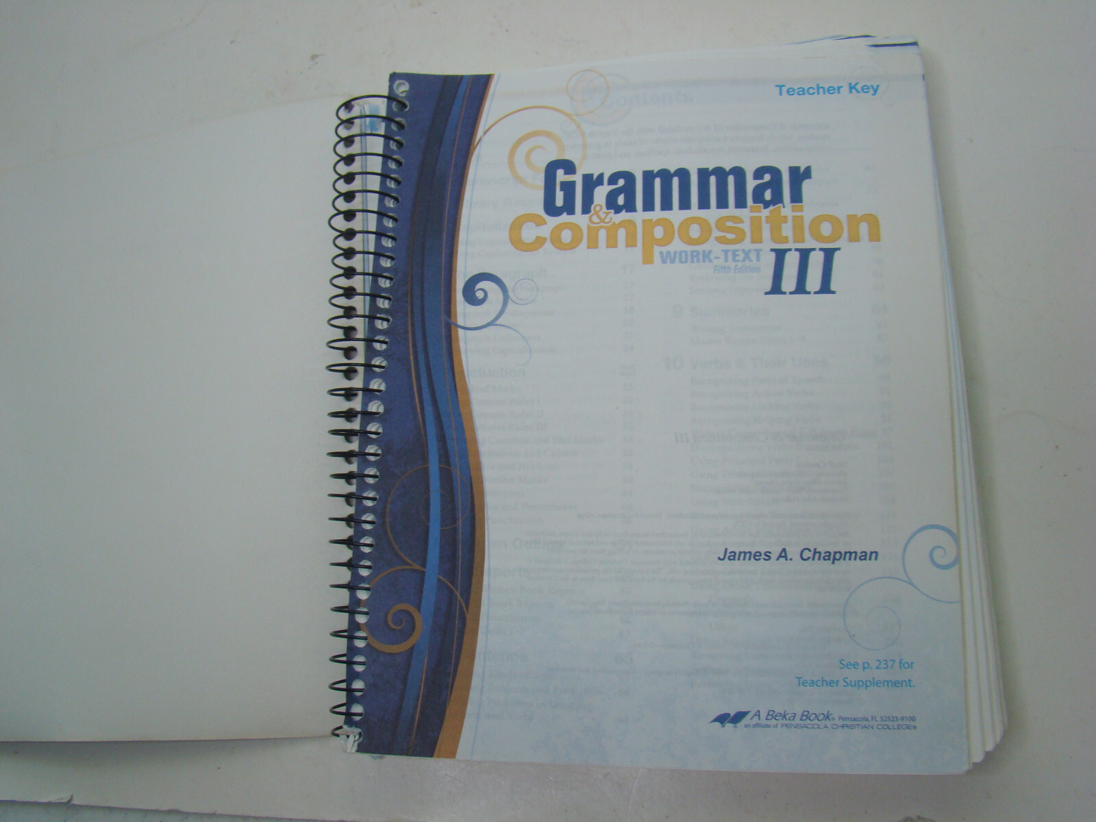 A Beka Grammar & Composition Work Text III teacher key 5th ed Language Series