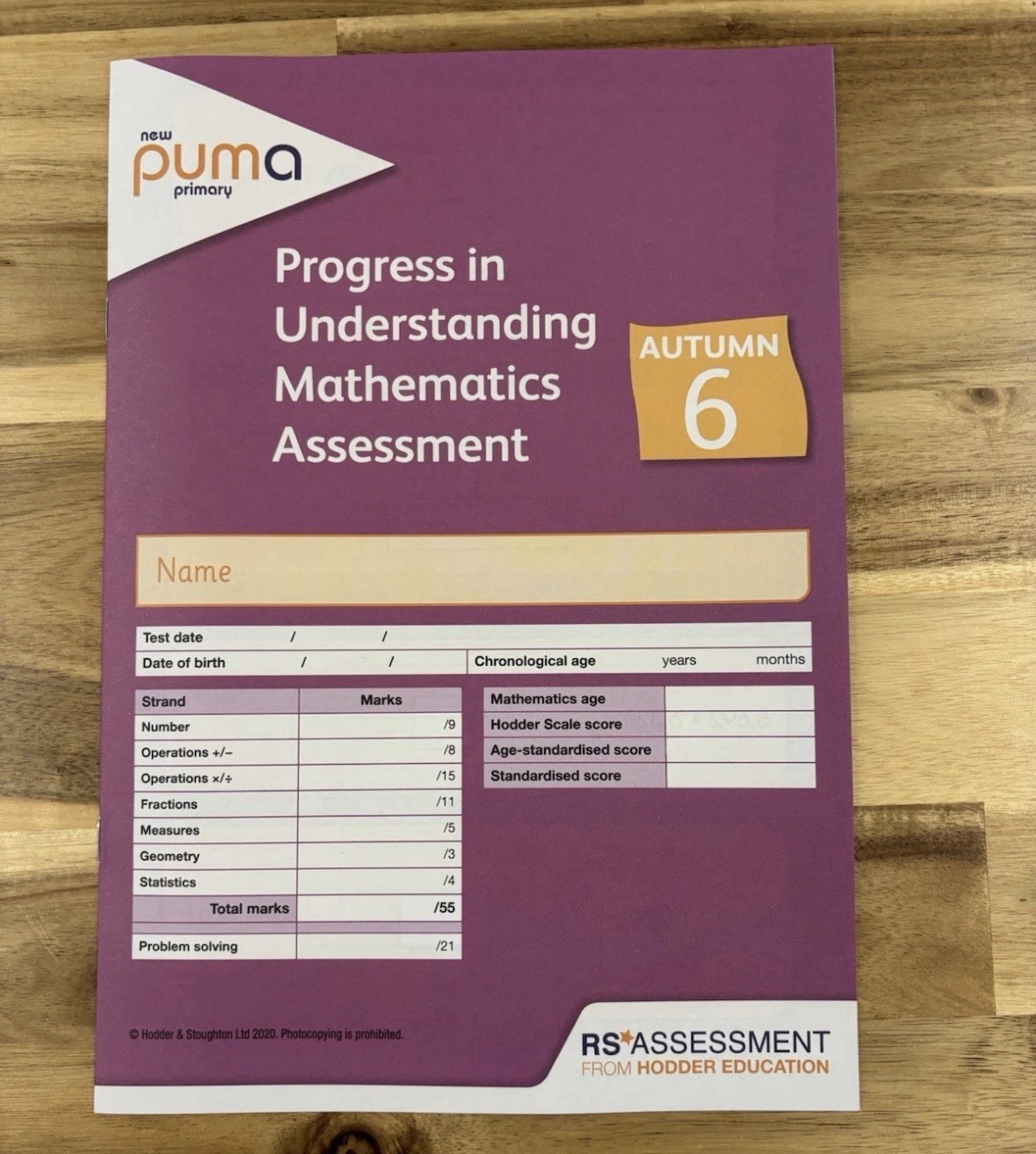 NEW PUMA 3 x Test Papers – YEAR 6 AUTUMN SPRING & SUMMER 2026