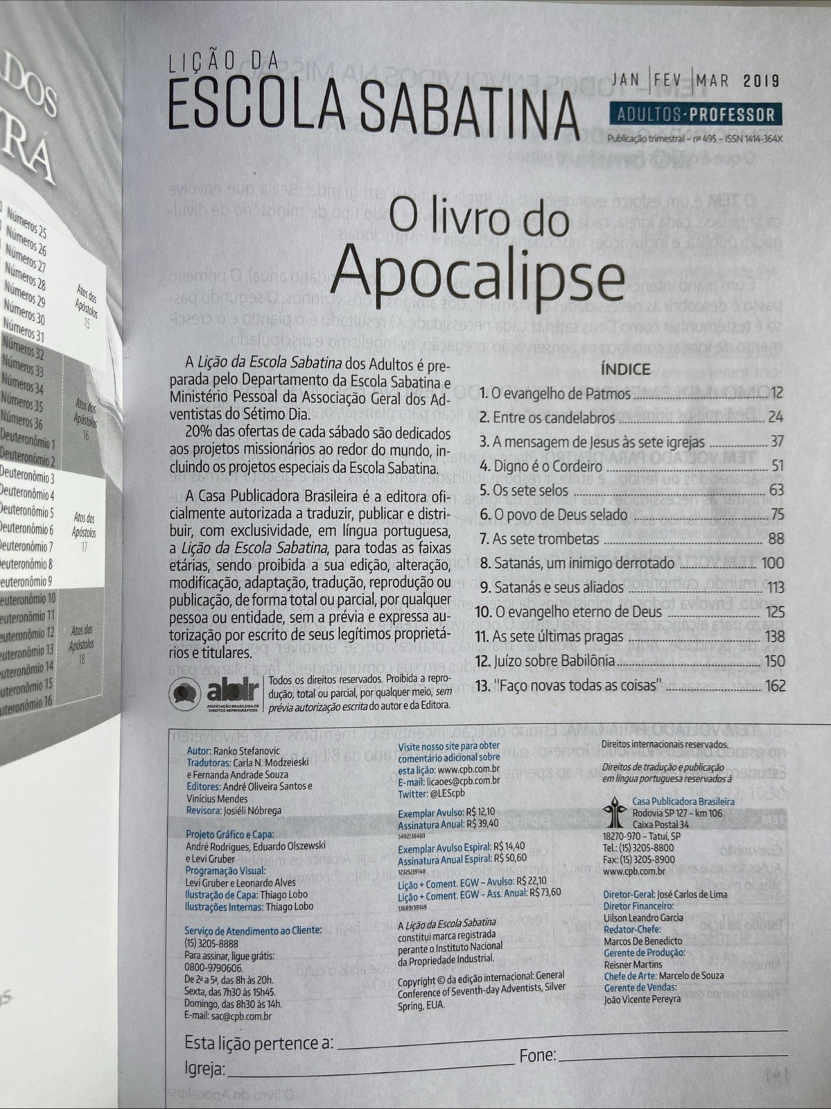 Portuguese Seventh Adventist study guides 2019 Lição da Escola Sabatina lot of 2