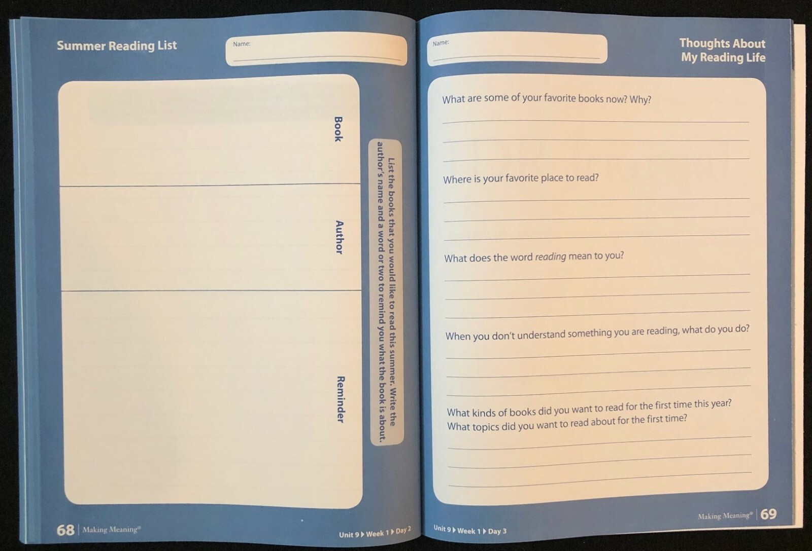 3rd – Making Meaning – STUDENT RESPONSE BOOK (2008, Second Edition)