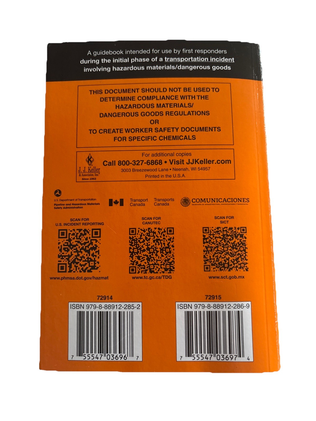 2024 Emergency Response Guidebook (ERG), 7.5” X 5.5” Field Size, 392pgs