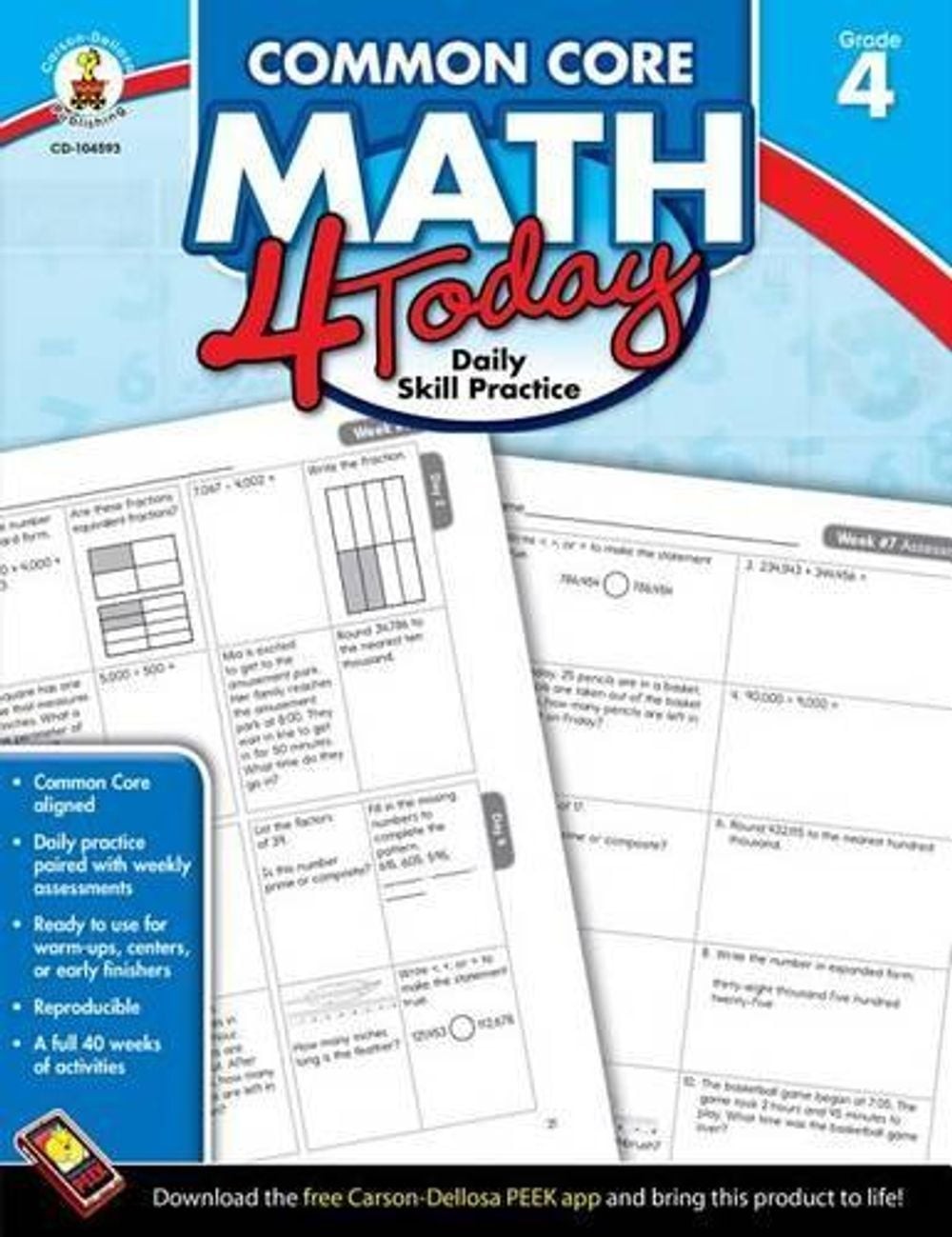 Common Core Math 4 Today, Grade 4: Daily Skill Practice Volume 7 by Erin McCarth