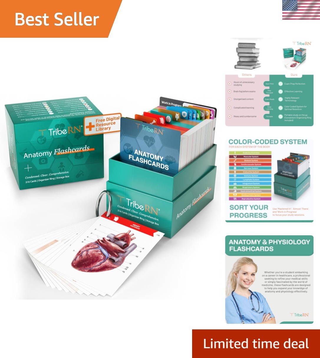 Anatomy and Physiology Flash Cards – 320 Study Resources for Students – Human…