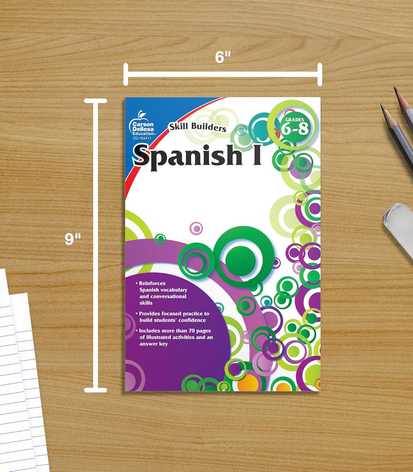 Carson Dellosa Skill Builders Grades 6-8 Spanish Workbook, Vocabulary, Sight Wor