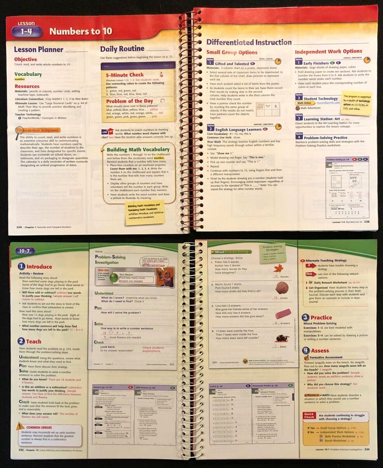 1st Grade MATH CONNECTS – Teacher Editions, ALL Chapter Resource Masters + MORE
