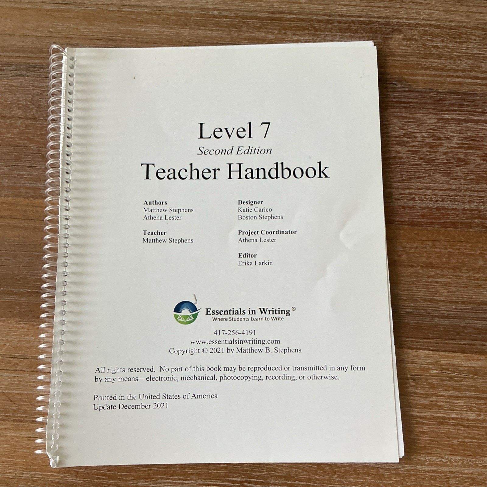 Essentials in Writing Level 7 Second Edition Assessment Booklet & Teacher Hand…