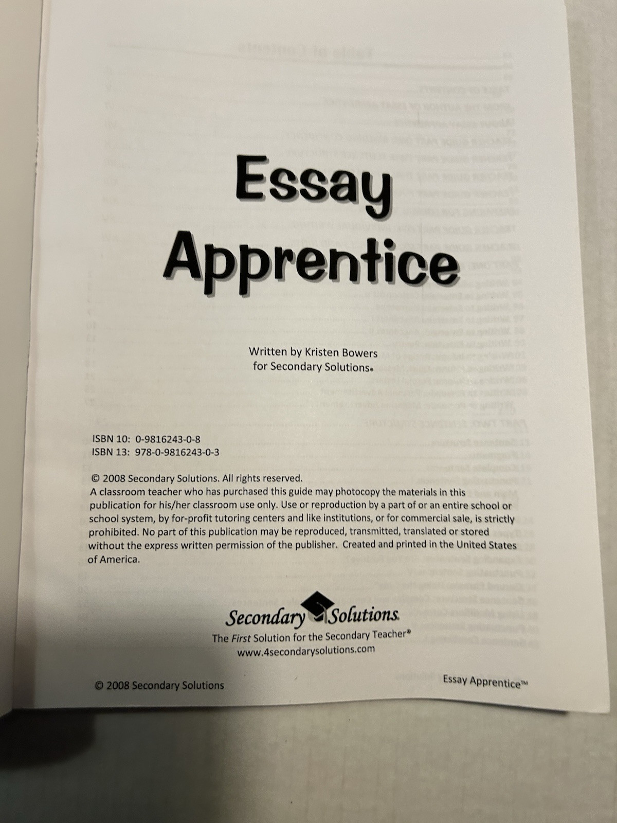 Essay Apprentice Standard Based Writing Guide. Helps Student With Writing