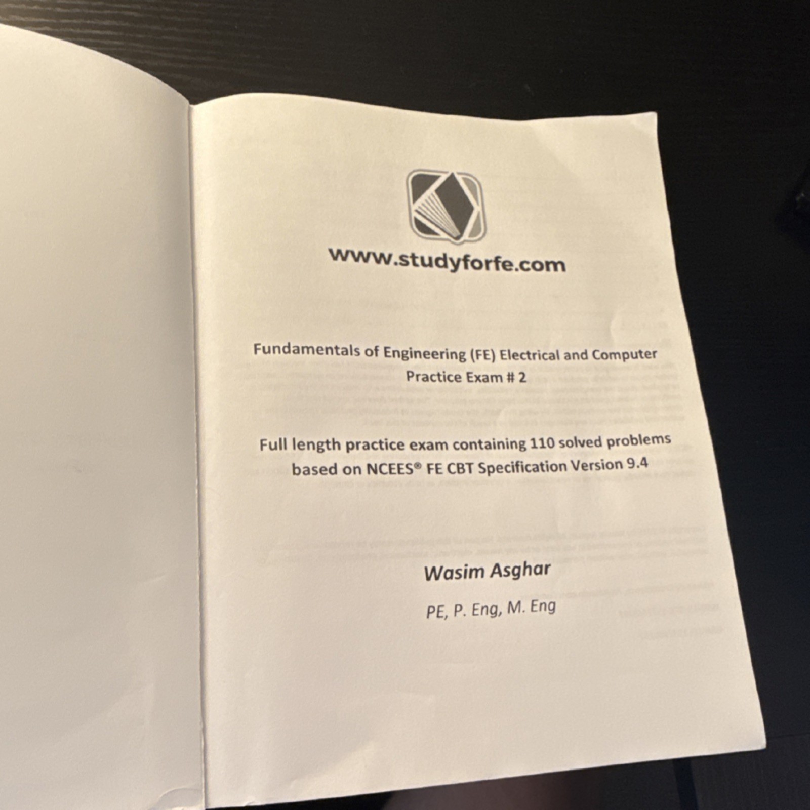 FE Electrical & Computer Practice Exam #2 by Wasim Asghar, 110 Solved Problems