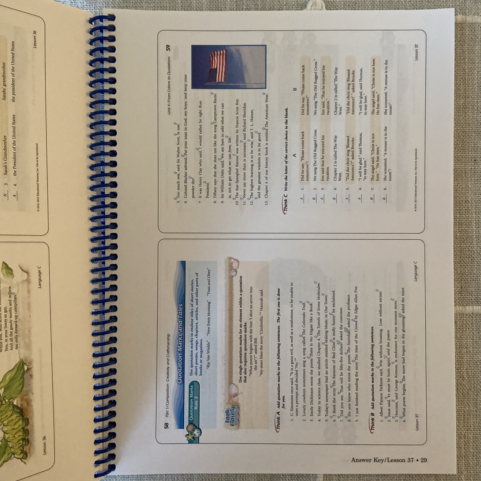 ABEKA 6th Gr LANGUAGE C TEACHER ANSWER KEY to Work-text worktext grammar writing