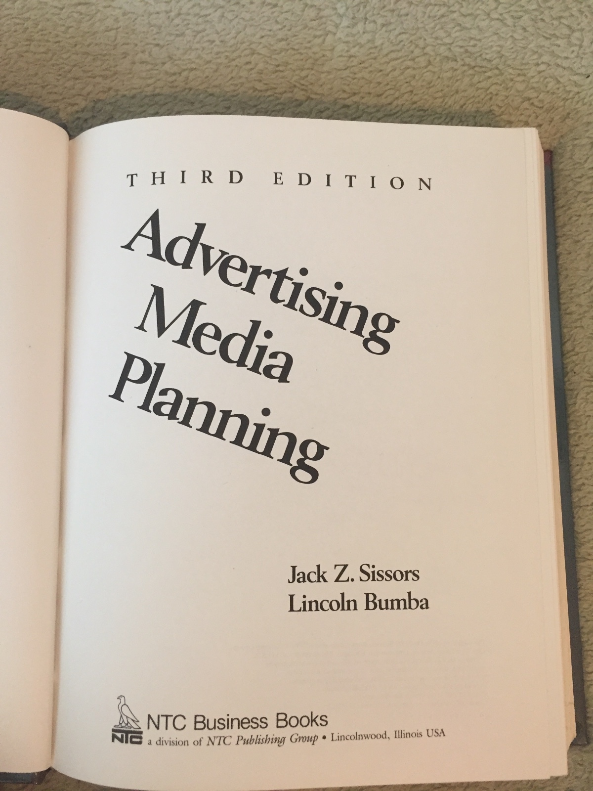 Advertising Media Planning (Third Edition) by Jack Z. Scissor (1989) HC