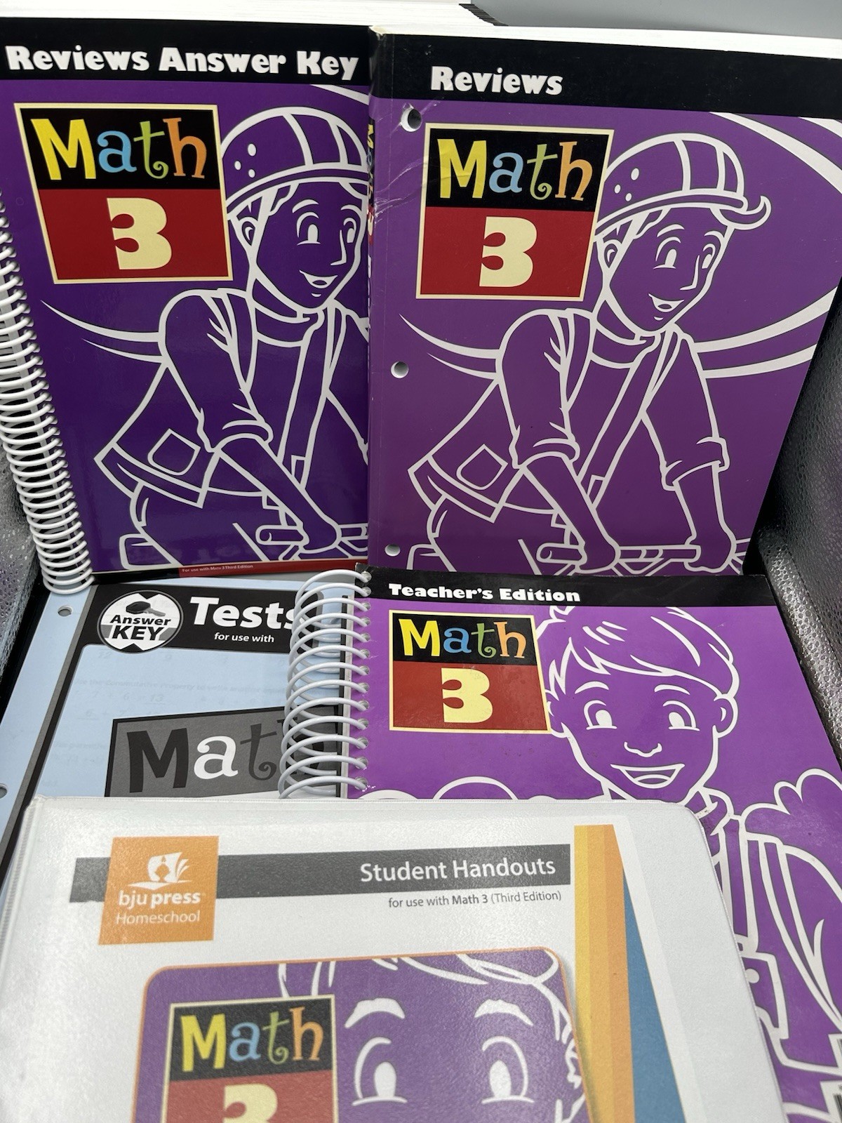 BJU Bob Jones 3rd grade MATH 3 Student Handouts Reviews & Teacher Edition Lot 5