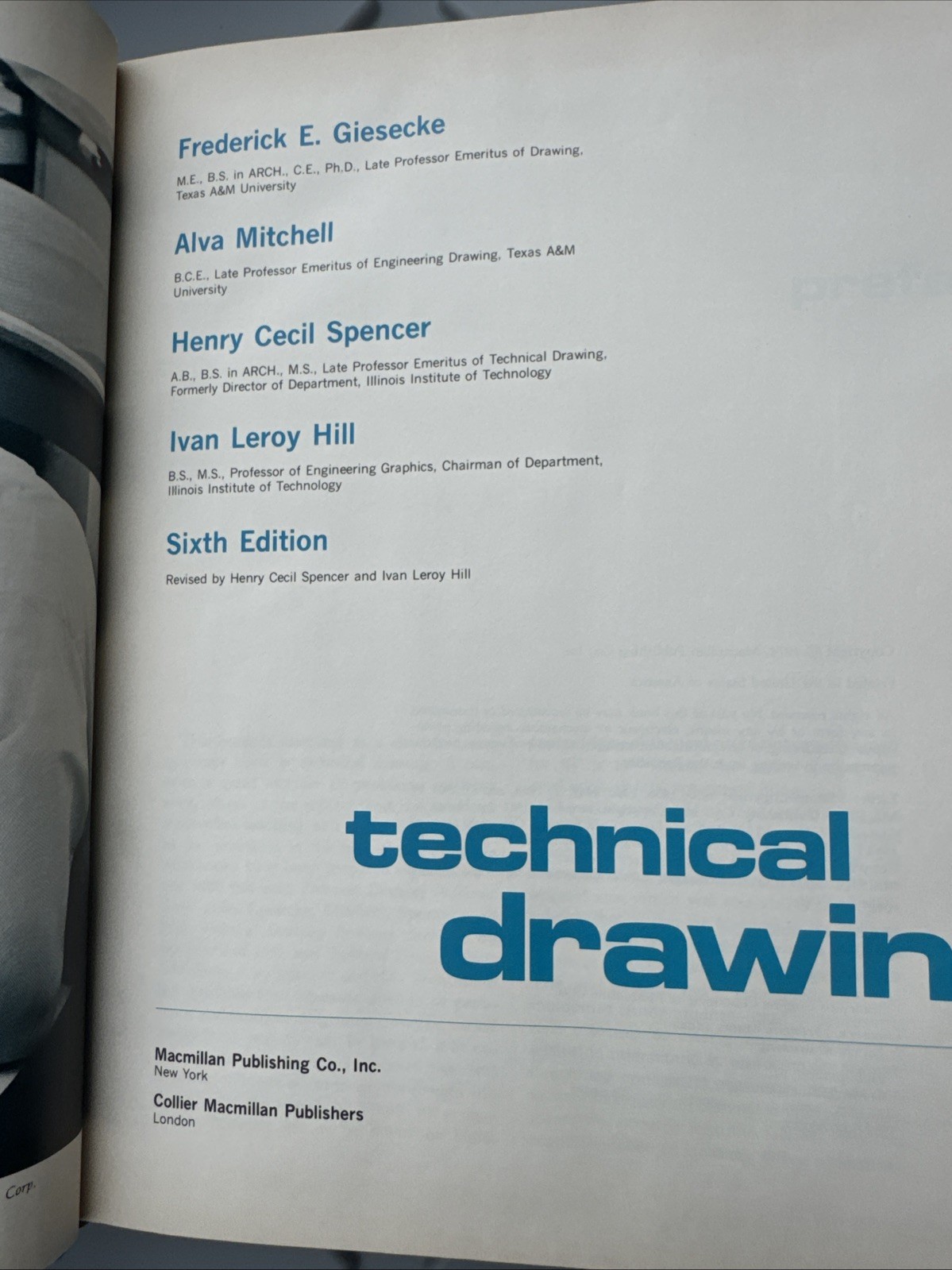 Vintage Technical Drawing Sixth Edition 1989 Giesecke Mitchell Spencer Hill