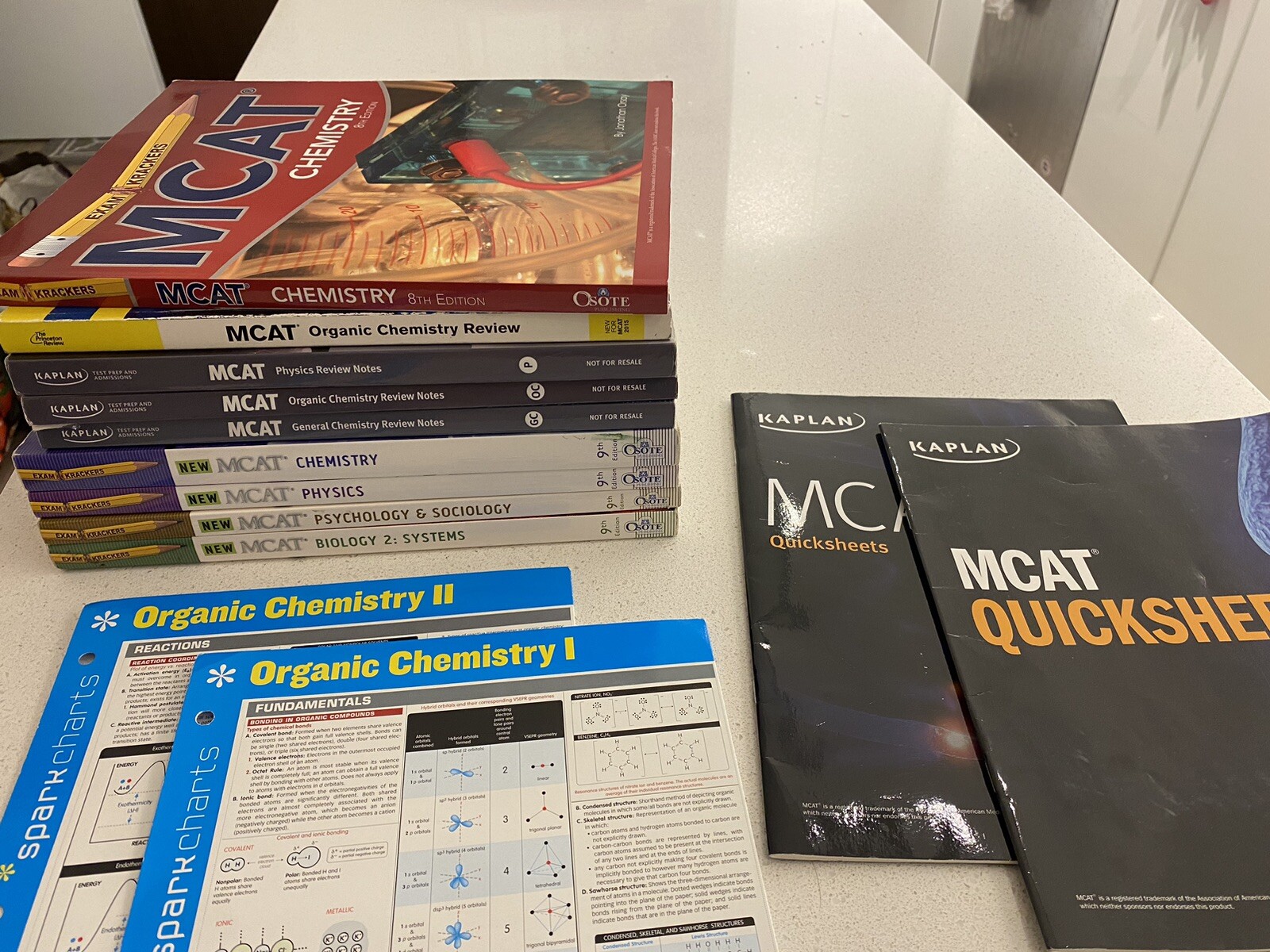 MCAT Prep Bundle – Kaplan, ExamKrackers – Chem, Bio, Physics, Psych/Sociology