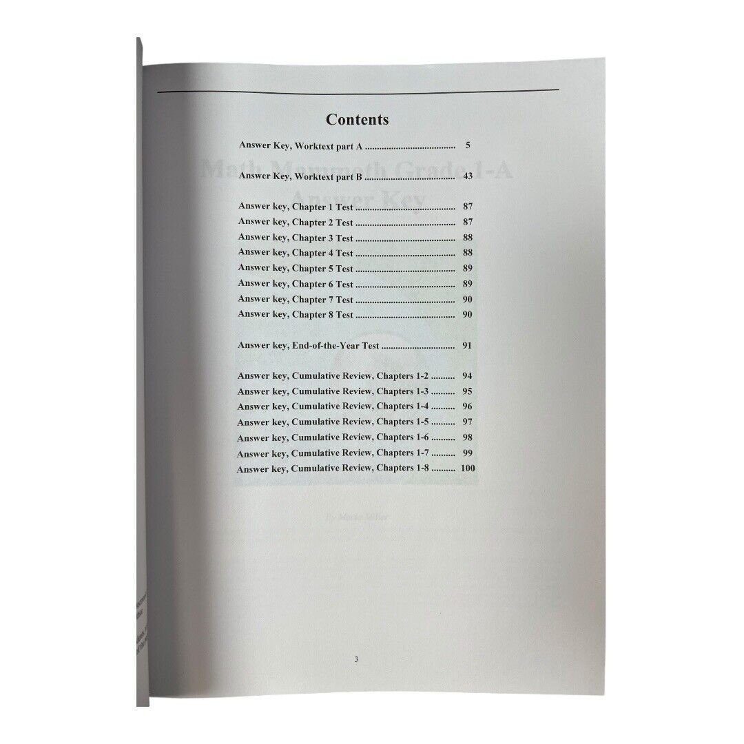 Math Mammoth Grade 1 Answer Keys~Light Blue Series~by Maria Miller 6/2019 K1 09
